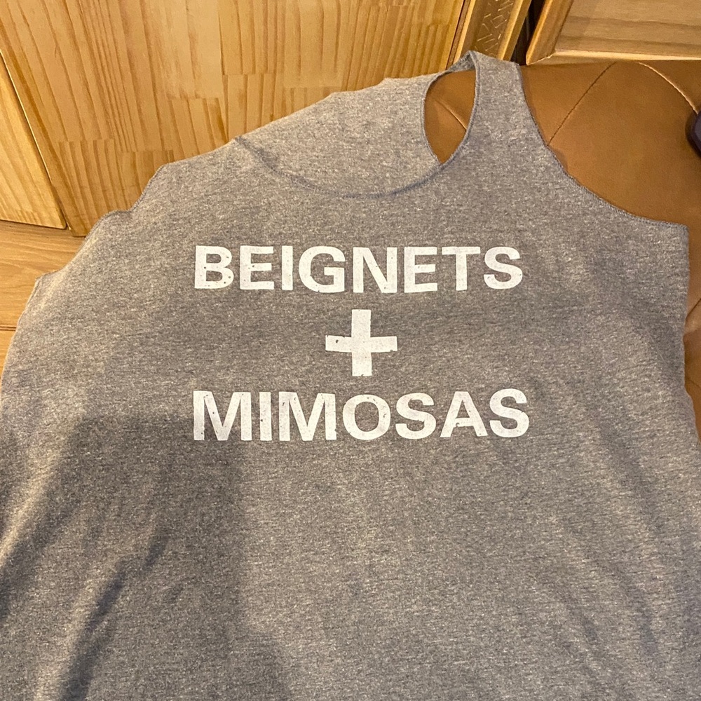 Next Level Apparel Gray Tank Top - Beignets + Mimosas